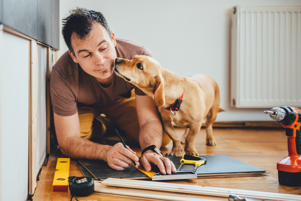 Homeowner renovating home